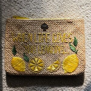 Kate Spade Woven Clutch with Yellow Lemon Design